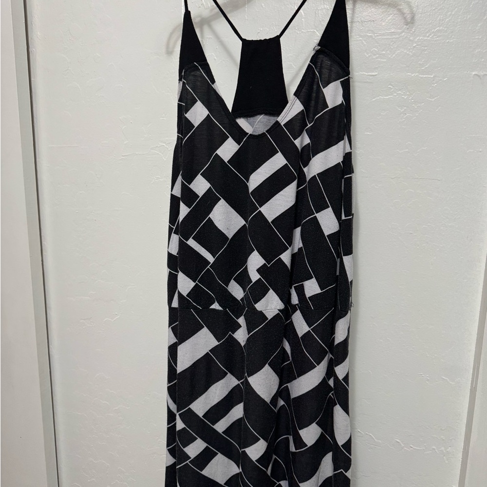 Black and White Geometric Maxi Sun Dress